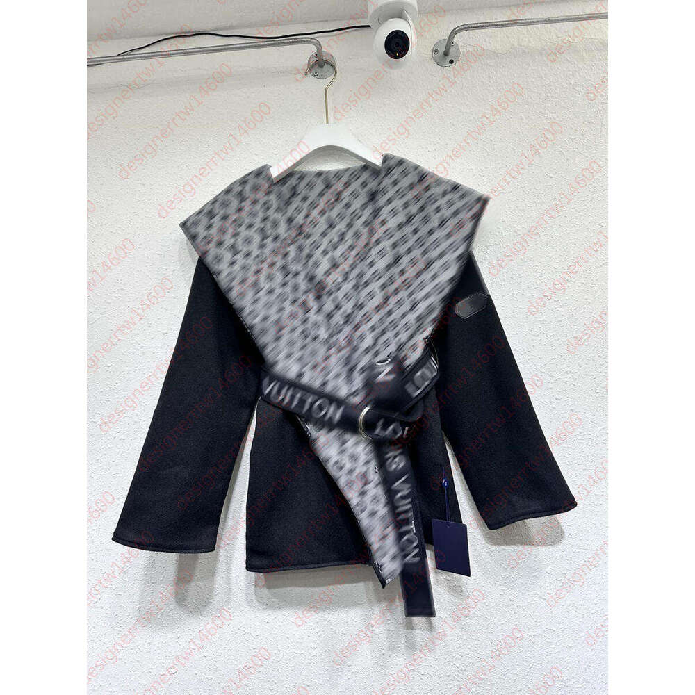 Womens Coat Wool & Blends Coat Autumn Winter short style Hooded Warm Luxury Brand Printed lining Soft skin-friendly High Quality with Belt delicate