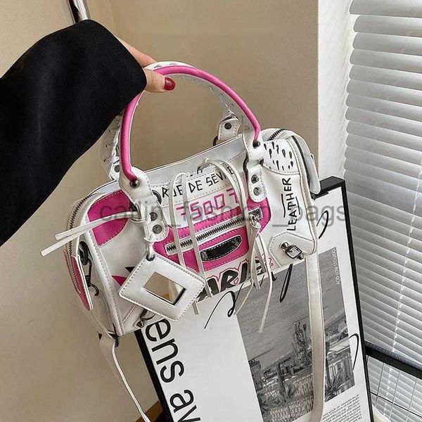 Cross Body Punk Rock Women&#039;s Bag 2023 Gothic Graffiti Shoulder Bag Messenger Bag Hot Harajuku Crossbody Tote Purse Handbagscatlin_fashi