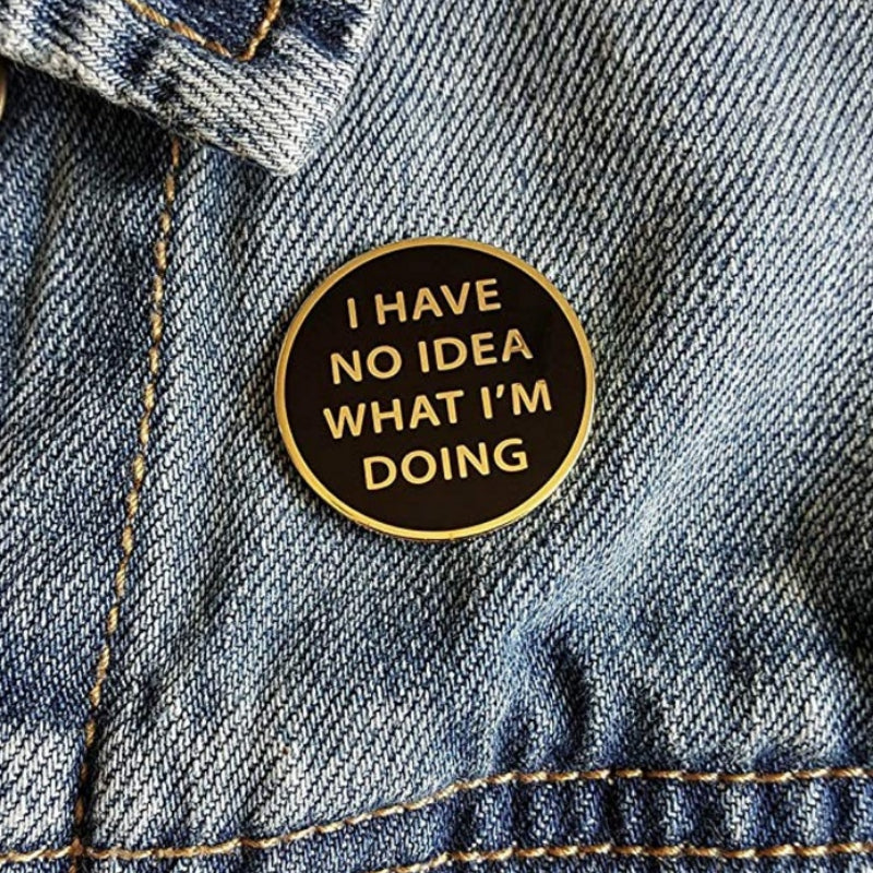 TEMU Elegant "i Have What I'm Doing" Brooch - Durable Alloy Lapel Pin Badge For Hats, Backpacks, And Clothing