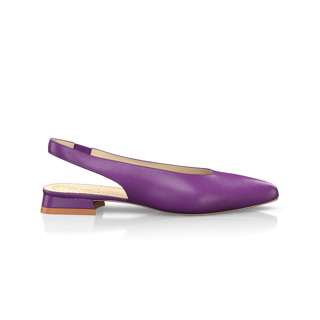 Ballerines slingback pointues Chaussures plates Sling Back Femme Faites main en Italie en Cuir Violet - Sur Mesure, Petit, Enfiler - GIROTTI
