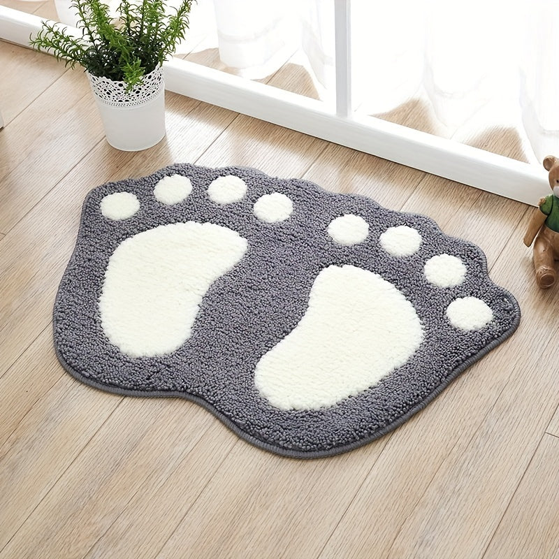 TEMU 1pc Paw Cute Fluffy Bathroom Floor Mat, Absorbent & Quick-drying Kitchen Floor Carpet, Non-slip & Super Soft Entry Doorway Floor Rug, For