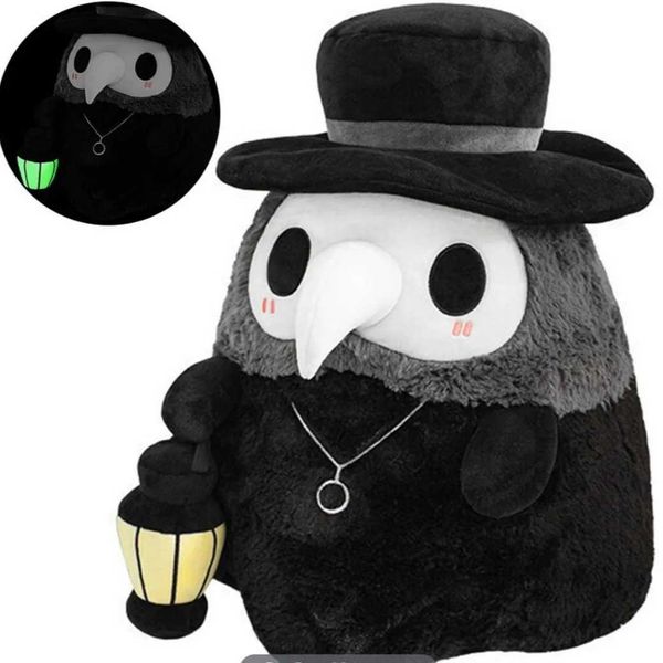Plush Dolls New plague bird beak doctor plush toy plague crow nurse Halloween glow in the dark doll childrens Halloween toys T240907