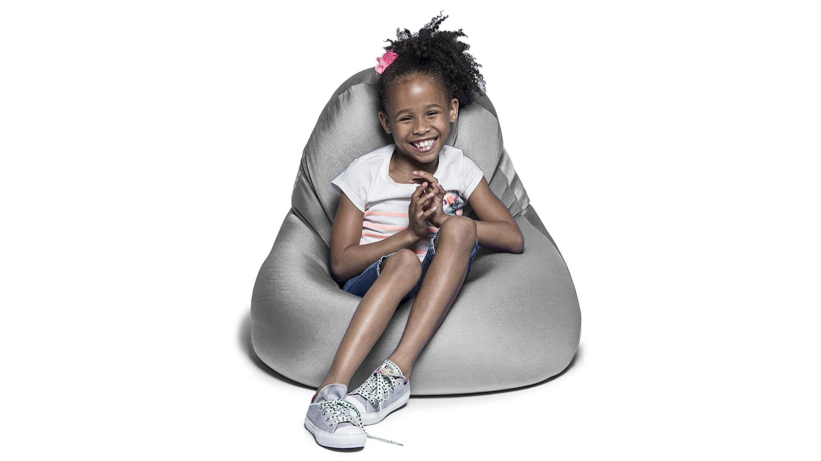 Jaxx Nimbus Spandex Bean Bag Chair, Small Silver