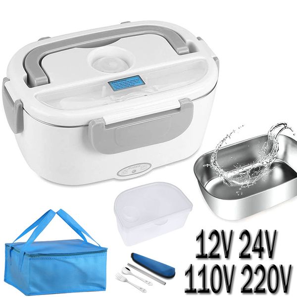 Lunch Boxes Stainless Steel Electric Heating Lunch Box 12V 24V 110V 220V Car US EU Plug School Picnic Portable Food Warmer Container Heater