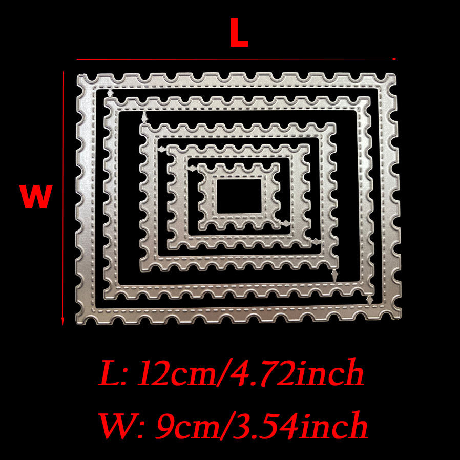 TEMU Irregular Serrated Edge Rectangle Background Frame Metal Cutting Dies Stencil For Diy Scrapbooking, Paper Greeting Cards, And Crafting Projects,