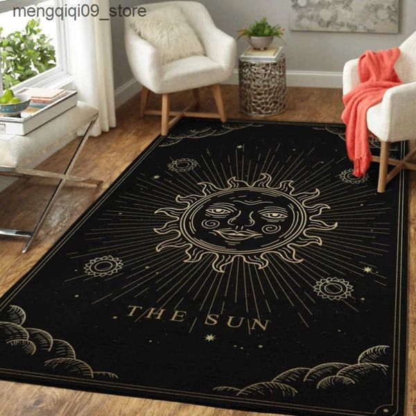 Carpets Tarot Moon Sun Carpet Used for Living Room Home Decoration Sofa Large Area Carpet Bedroom Floor Mat Witch Gothic Carpet L240910