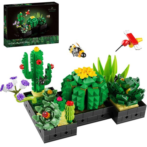 EDUCIRO Succents Bonsai Building Sets for Adts - 5 Artificial Flowers Plants Building Kit He Decor Accessory Z250110