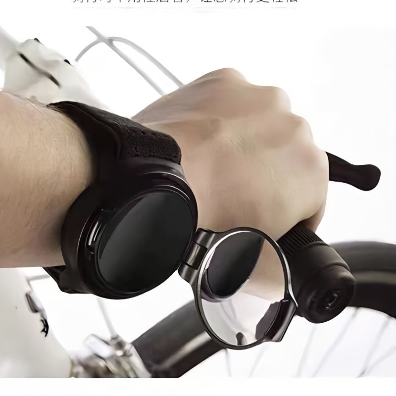 TEMU 360-degree Rotatable Convex Lens Bicycle Mirror, Made Of Acrylic Lens, Abs Shell, With Wrist And Arm Straps, Specifically Designed For Vehicles,