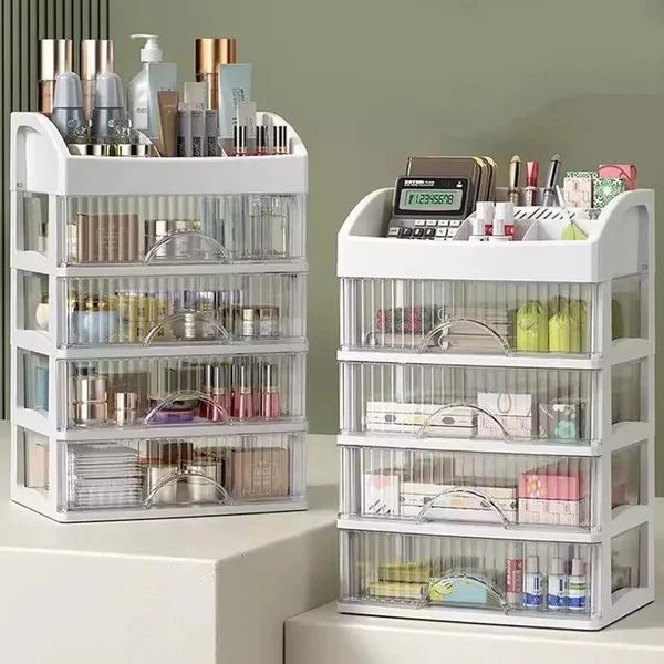 Drawer Makeup Organizer Large Capacity Plastic Storage Box Lipstick Holder Office Supplies 240125