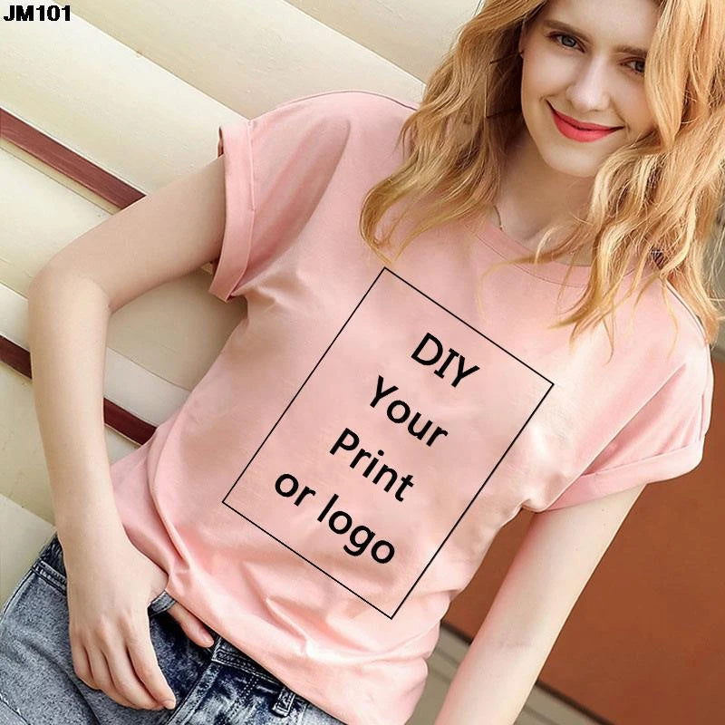 MyyFashion- Customized Printed Casual Pink Top Tees Harajuku Women DIY Your Like Photo Or Logo T-shirt Fashion Custom Female Clothing Tshirt