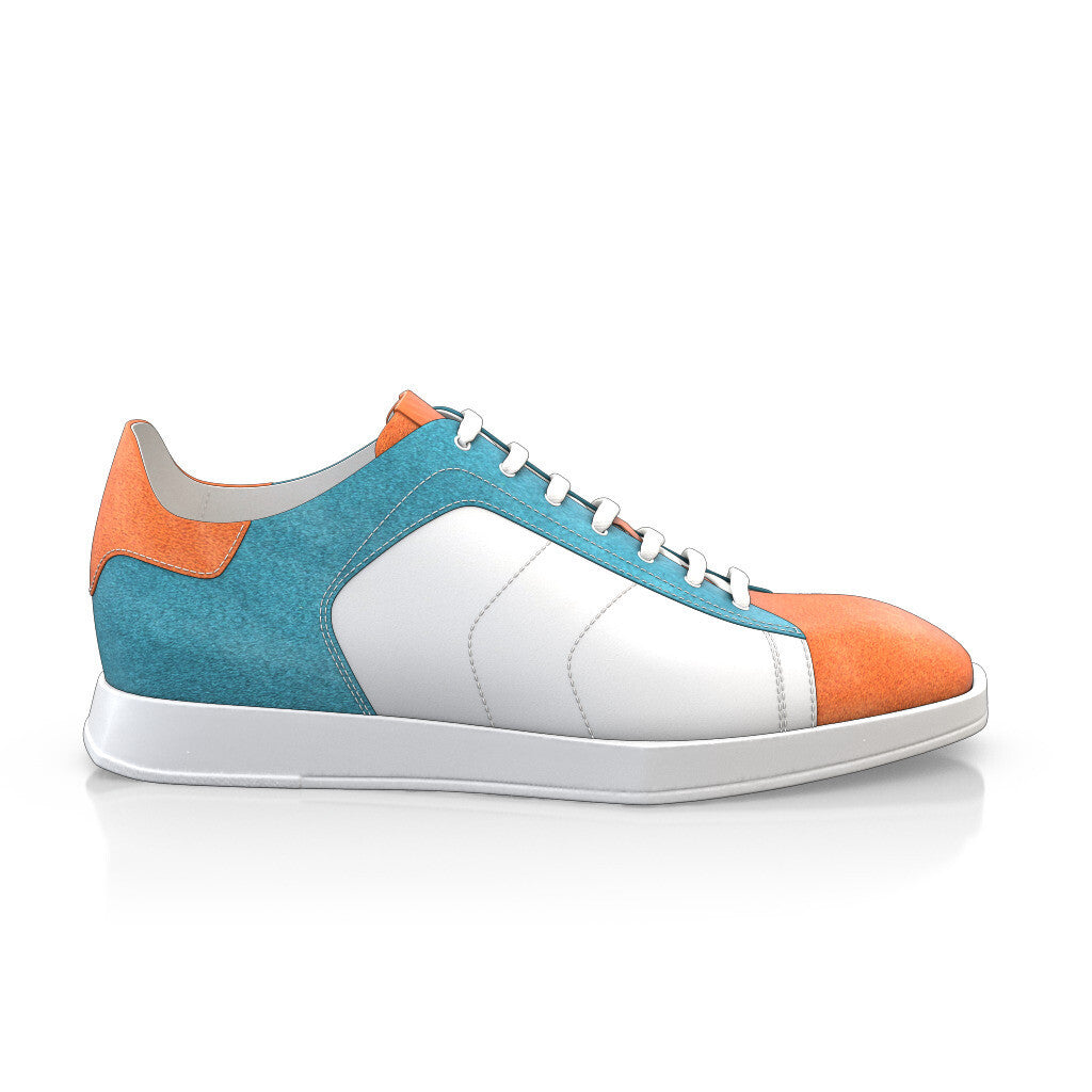 Baskets plates à lacets et bout carré Homme Faites main en Italie en Cuir Orange Jaune-Orangé - Sur Mesure, Lacets - GIROTTI