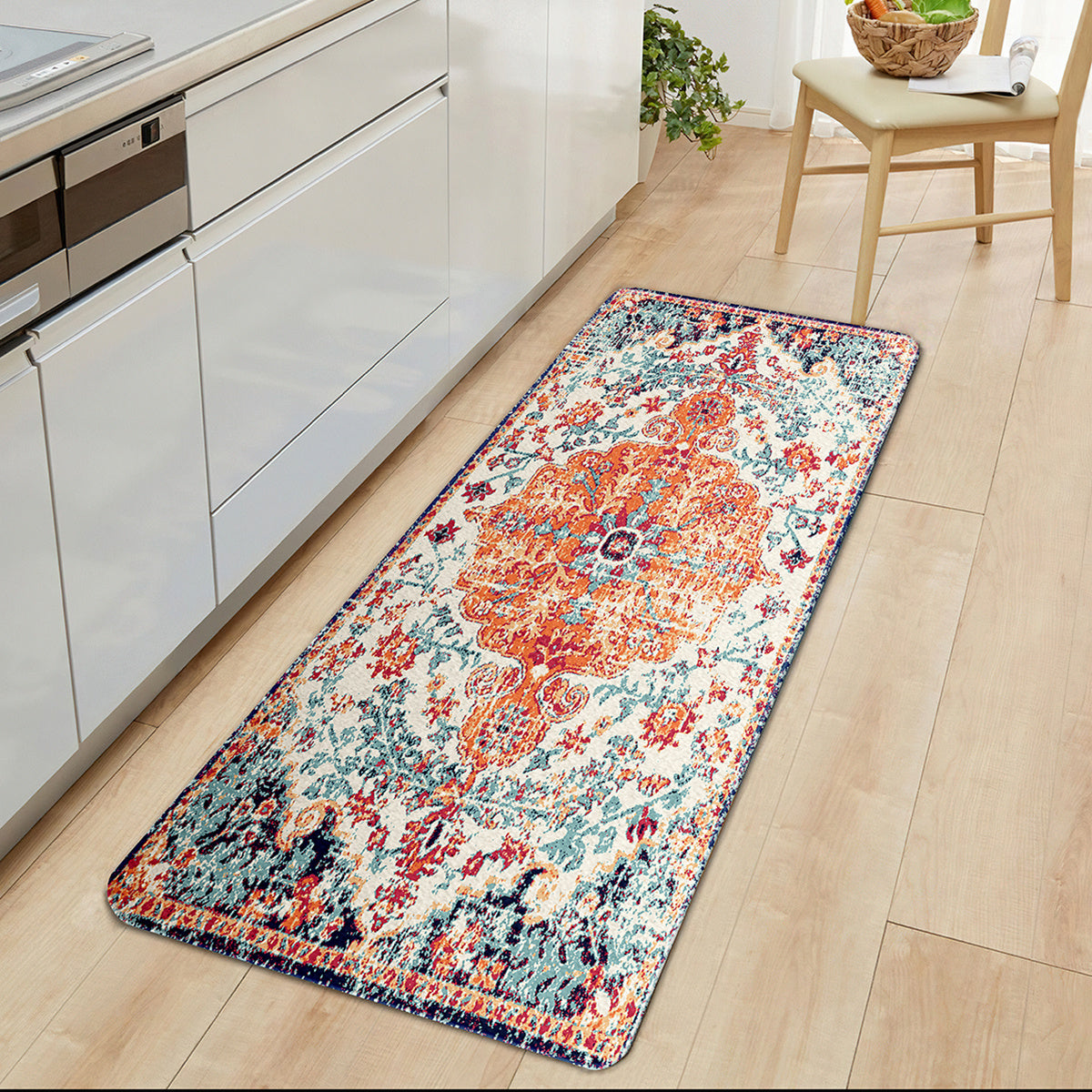 TEMU 1pc Vintage Persian Area Rug For Living Room Bedroom, Boho Kitchen Non-slip Mat, Washable Mat Bathroom Floor Mat, Bedroom Mat Door Mat