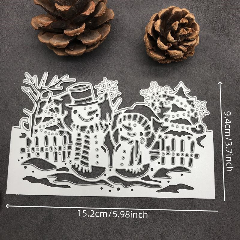 TEMU Christmas Snowman Frame Metal Cutting Dies Stencils For Diy Scrapbooking Album Paper Card Embossing