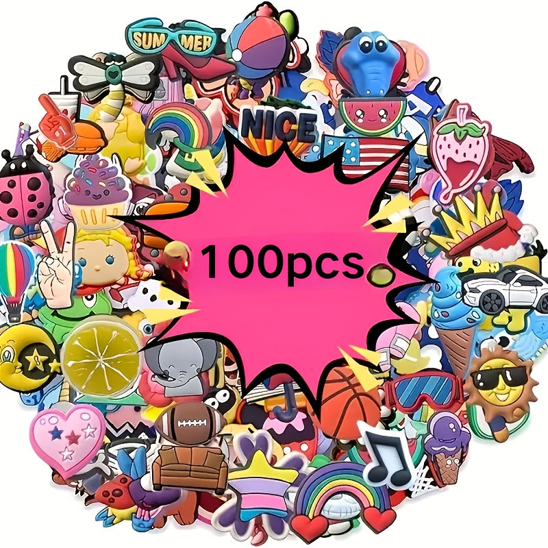 TEMU 100-200-300 Pvc Shoe Decorations, Suitable For Sandals, Boots, Jewelry, And Wrist Straps. Party Gifts, Birthday Celebration Gifts, Fun Shoe