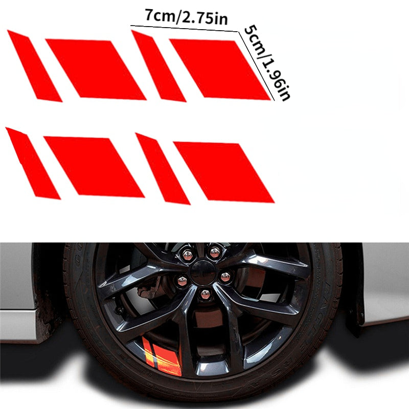 TEMU 4pcs Reflective Rv Wheel Rim Vinyl Decal Sticker Pressure Activated Adhesive Auto Accessories Car Stickers