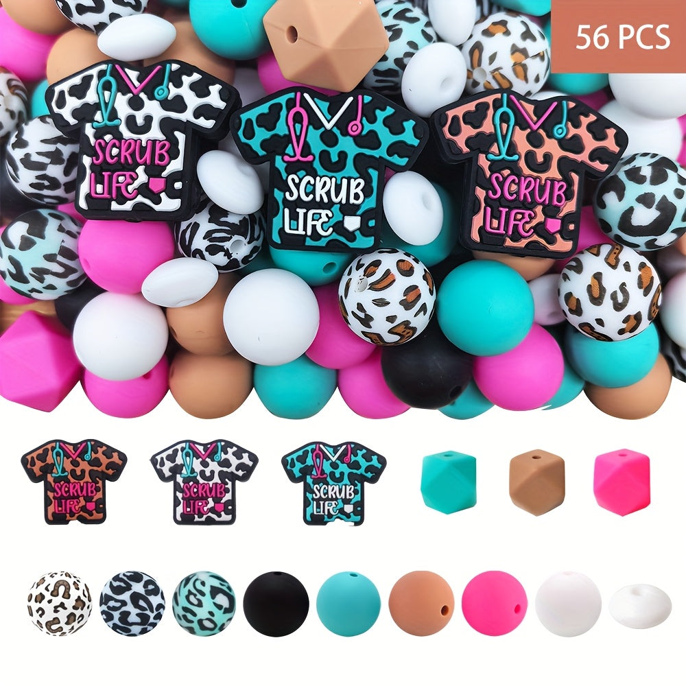 TEMU 56pcs Nurse Silicone Beads Set For Making - Pen, Necklace, Keychain Beads - Handmade Jewelry Gift Combination - Beads & Bead Assortments