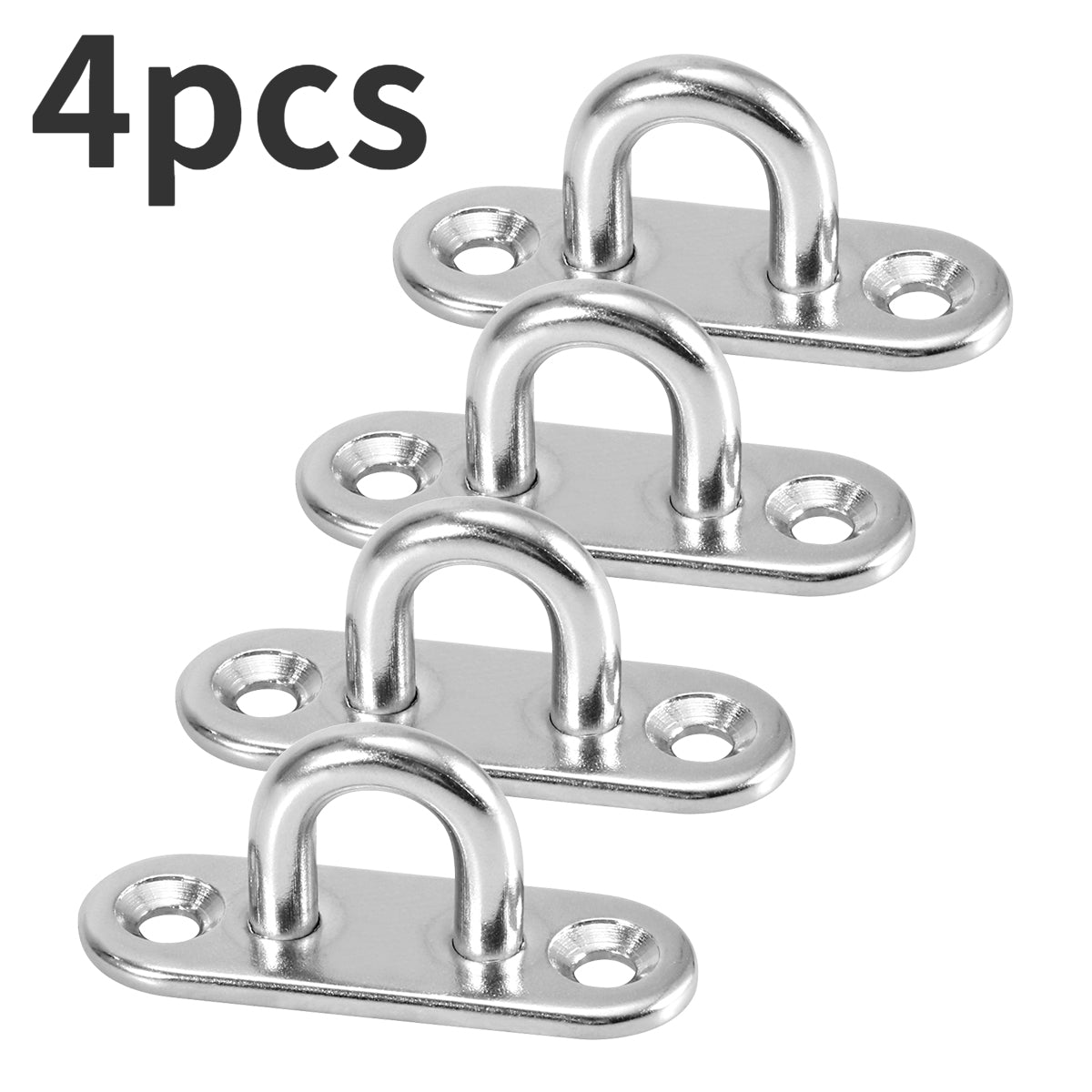 TEMU 4pcs Stainless Steel U-shaped Hooks - Heavy-duty, -resistant Eye Plates With Screws For Secure Marine And Home Use, Ideal For Boats, Bags, And
