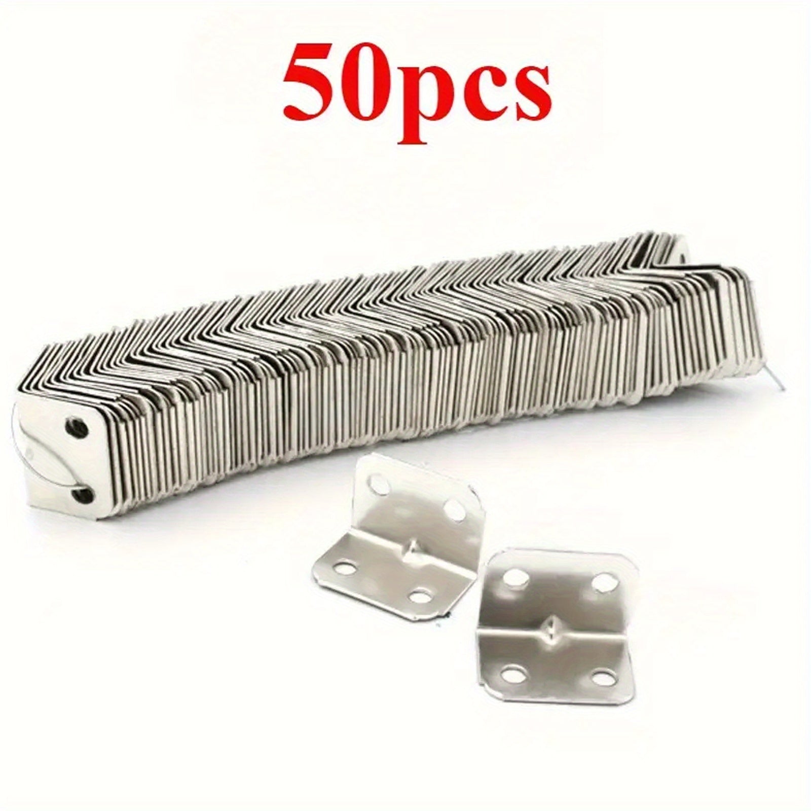 TEMU 50pcs Heavy-duty Metal Right Angle Brackets - 90-degree L-shaped Corner Braces With Pre-drilled Holes For Furniture, Shelves, Cabinets, And