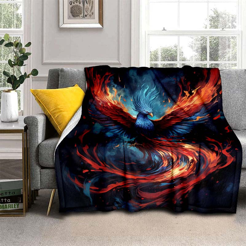 TEMU 1pc Phoenix Blanket Lightweight Flannel Blanket Throw Blanket For Sofa, Bed, Travel, Camping, Livingroom, Office, Couch, Chair, And Bed