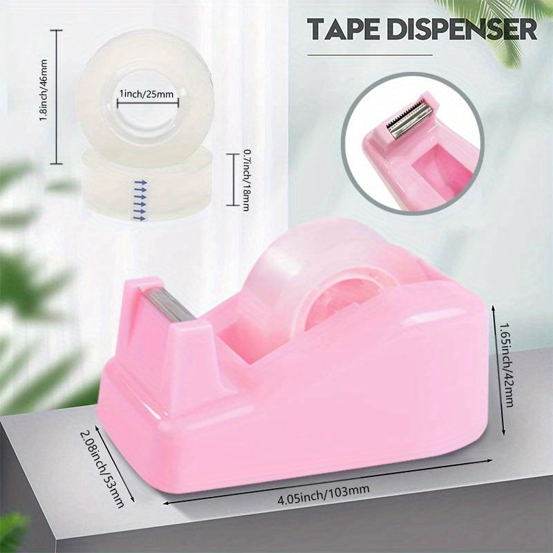 TEMU Cute Pink Tape Dispenser With Bonus Roll - Ideal For Christmas Gift Wrapping & Diy Crafts, Candy Christmas Decorations