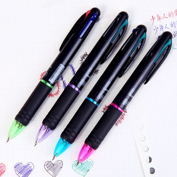 Ballpoint Pens 4 in 1 MultiColor Pen Kawaii Sign Colorful Retractable Multifunction For Marker Writing Stationery 2 Pcs 230707