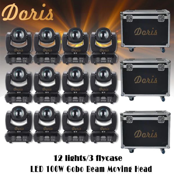 High Quality 12Pcs 100W Beam Gobo Light With 3 Flightcases 18 Prism LED Spot Light Stage Effect Lighting DJ Disco Stage