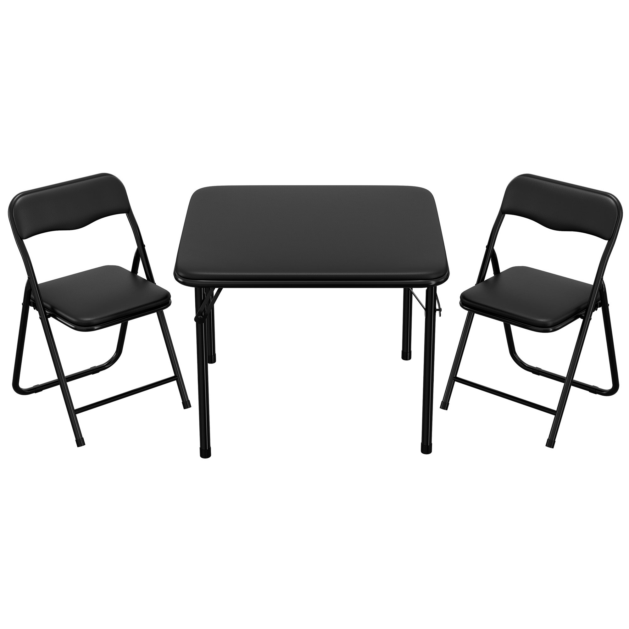 Garvee Boys and Girls Folding Table and Chairs Set of 3, Portable Table and Chair with PU Soft Cushion,Suitable for Eating,Reading and Playing, Black
