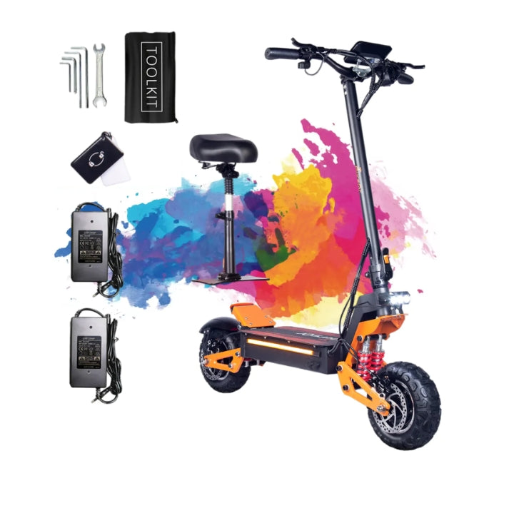 2025 Electric Scooter with Seat, 6000W Double Motor & 52 Mph Max Speed, Up to 43Miles Long Range, 60V-38Ah Large Capacity Battery