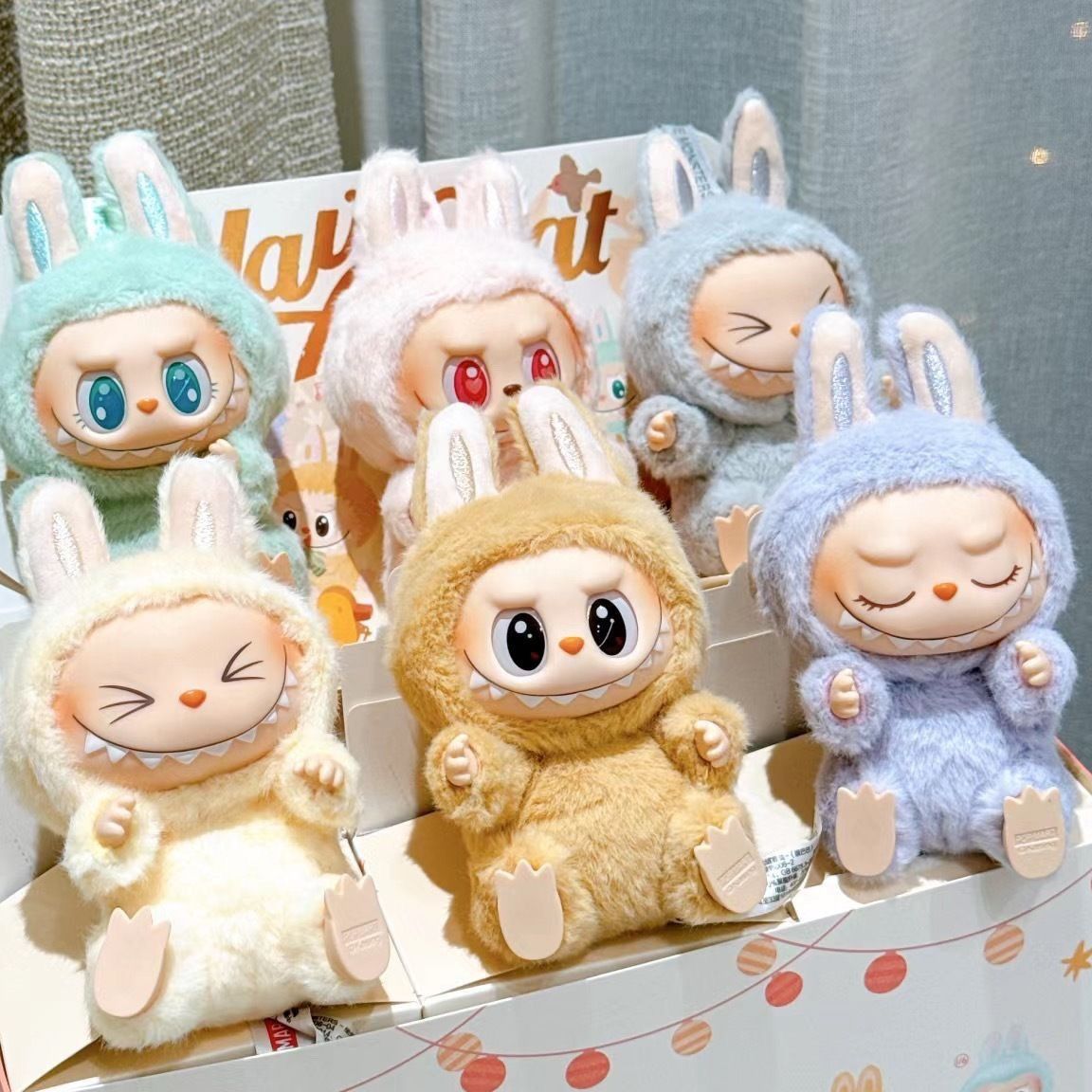 wholesale in stock Labubu plush doll Macaroon action animation la bubu character doll hobby pendantdecoration cute mysterious PVC Childrens Day surp