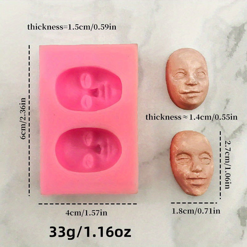 TEMU 1pc Face-shaped Silicone Mold, 3d Fondant Mold For Diy Pudding Chocolate Candy Desserts Gummy Aromatherapy Candle Plaster Polymer Clay Ice Cube,