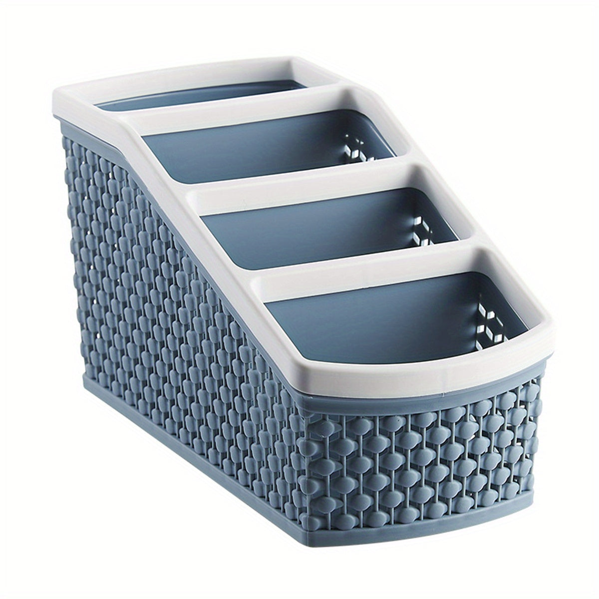 TEMU Pvc 4-compartment Desktop Organizer, Space-saving, Remote Control Storage Rack, Compact Clutter-free Design