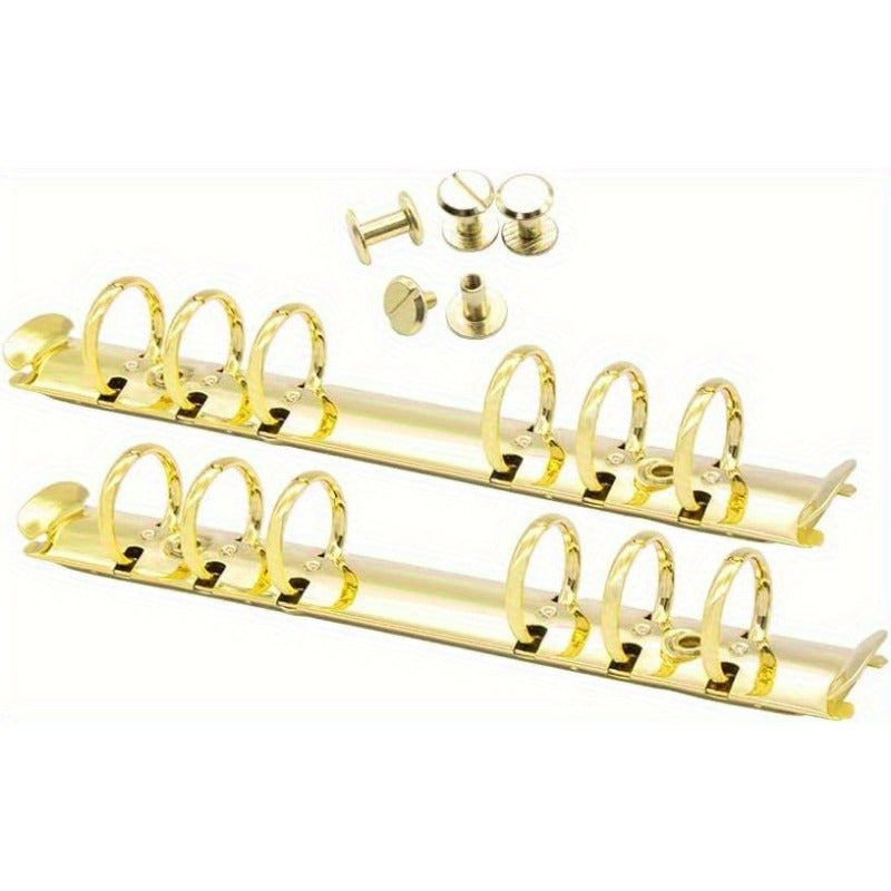 TEMU 2pcs A4 A5 B5 A6 A7 6-ring Binder Mechanism Notebook Mechanism Replacement Kit Bronze Metal Clip Ring Binder Round Ring Binding Combs Set For