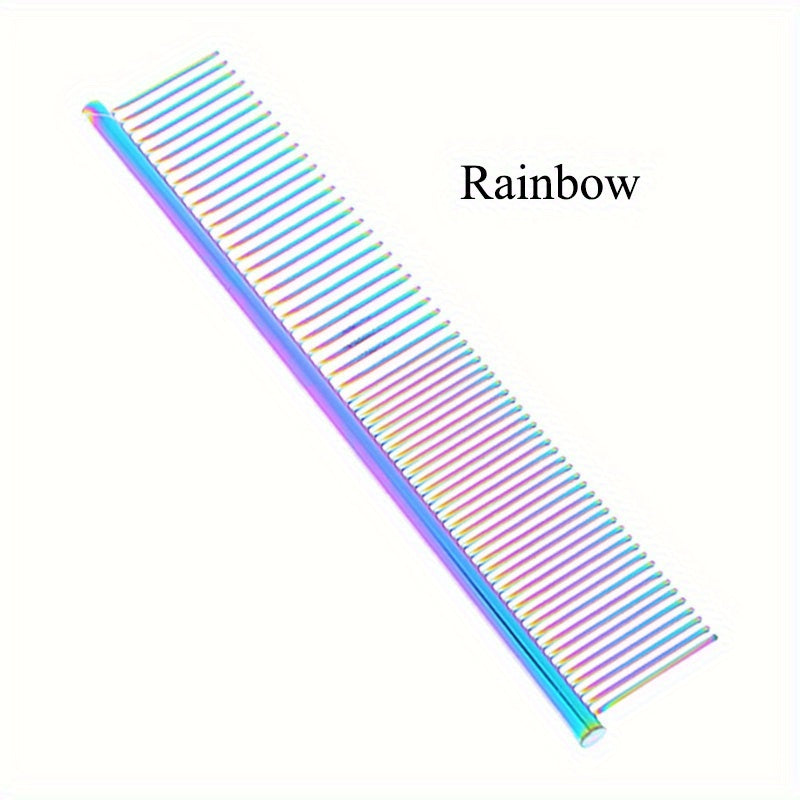 TEMU Dog Hair Removal Comb, Stainless Steel Multi-colored Pet Grooming Comb, Gently Removes Loose Knotted Hair Dogs&cats Cleaning Beauty Comb