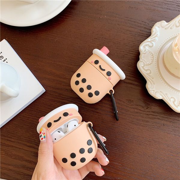 ddmygifts Pearl Milk Tea Instagram Bluetooth 2 Earphone Set Cartoon Pro3 Protective Case Cute Silicone Suitable A