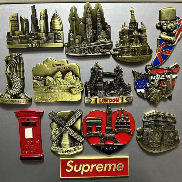 Fridge Magnets London Bridge Dutch Windmill Sydney Russia New York Malaysia Dubai Singapore Scenic Tourism Refrigerator StickerXJ240809