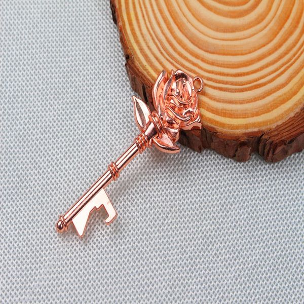 100pcs Rose Flower Keychain key bottle opener Beer Openers Keyring Key chain Wedding Party Favor Gift