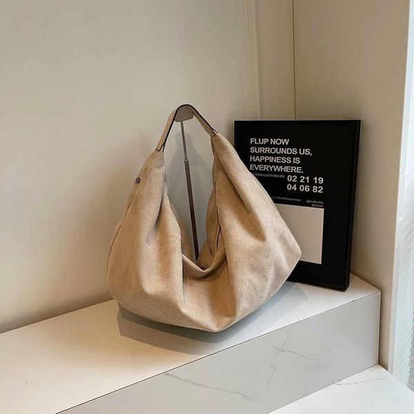 Women Suede Hobo Bag Slouchy Underarm with Zipper Large Capacity Handbag for Work Travel 241021