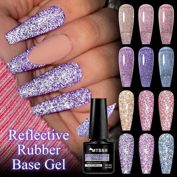 Mtssii 7ml flash reflective rubber based gel nail polish laser flash semi permanent soap UV gel art nail polish W241128