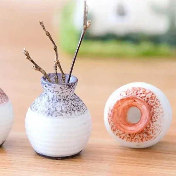 Vases Resin Miniature Small Mouth Vase Diy Craft Accessory Home Garden Decoration Accessories Home Decoration Fine-cut Vase Ornament z241212