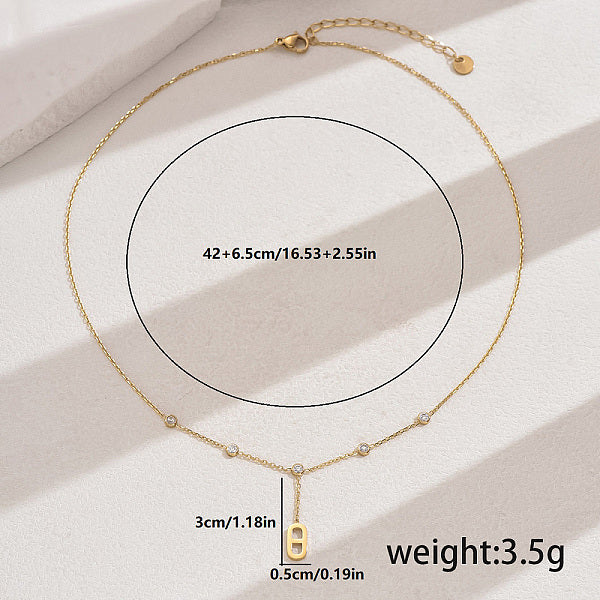 Collares colgantes ovalados de circonita cúbica pavé de acero inoxidable