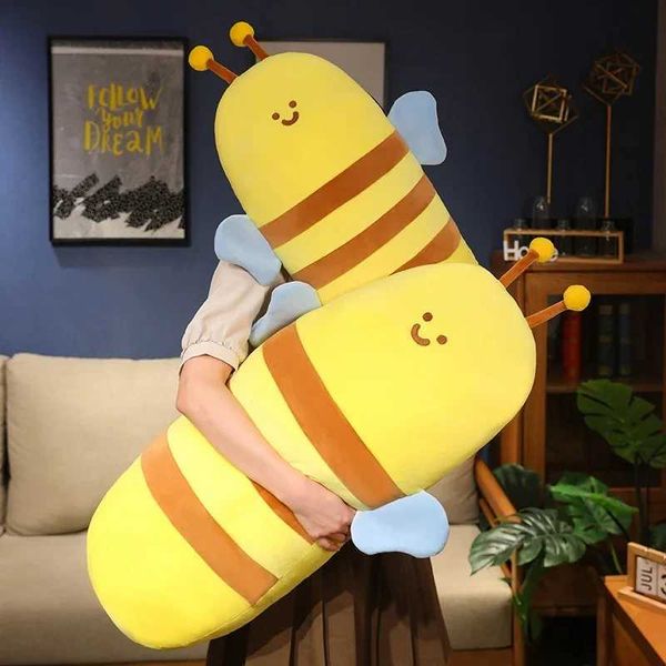 Plush Dolls 60-80cm Fuzzy Bumblebee Stuffed Insect Plush Toy Bee Soft Doll Kids Toys Appease Baby Birthday Christmas Gift for Child z241212