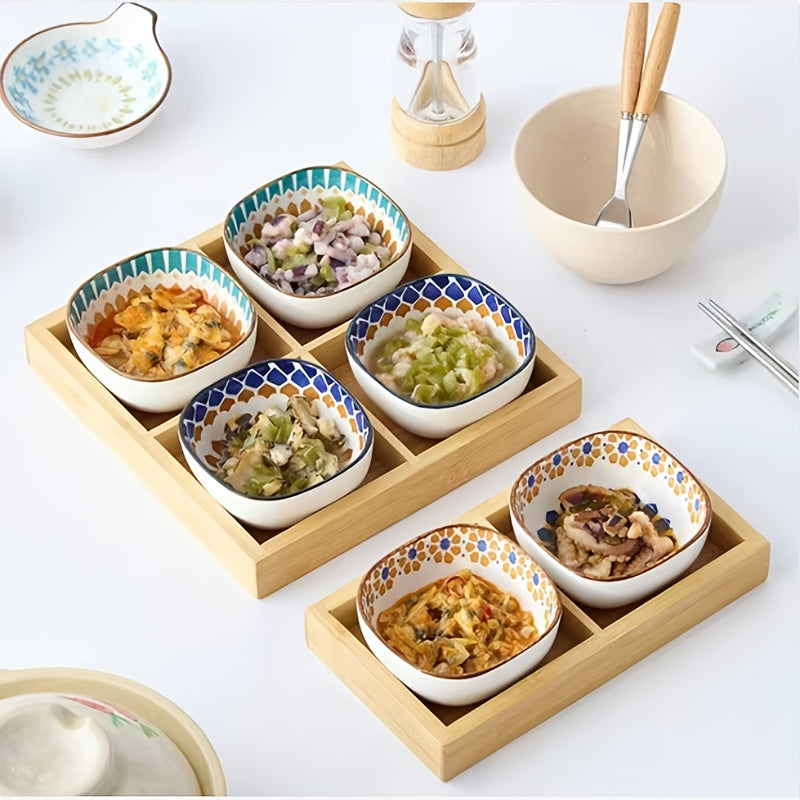 TEMU Bohemian Style Ceramic Bowl Set Of 6, 6.8 Oz Exquisite And Compact Spice Bowls, Heat-resistant And Microwave-safe, Suitable For Salad, Sushi,