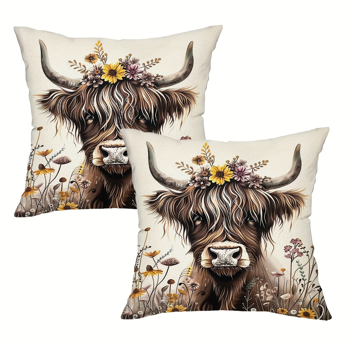 TEMU 2pcs Throw Pillow Covers, Spring And Summer Floral Pillowcases, Decoratifile Cushion Covers, Home Decor For Sofa Bedroom Farmhouse, 18*18inch,