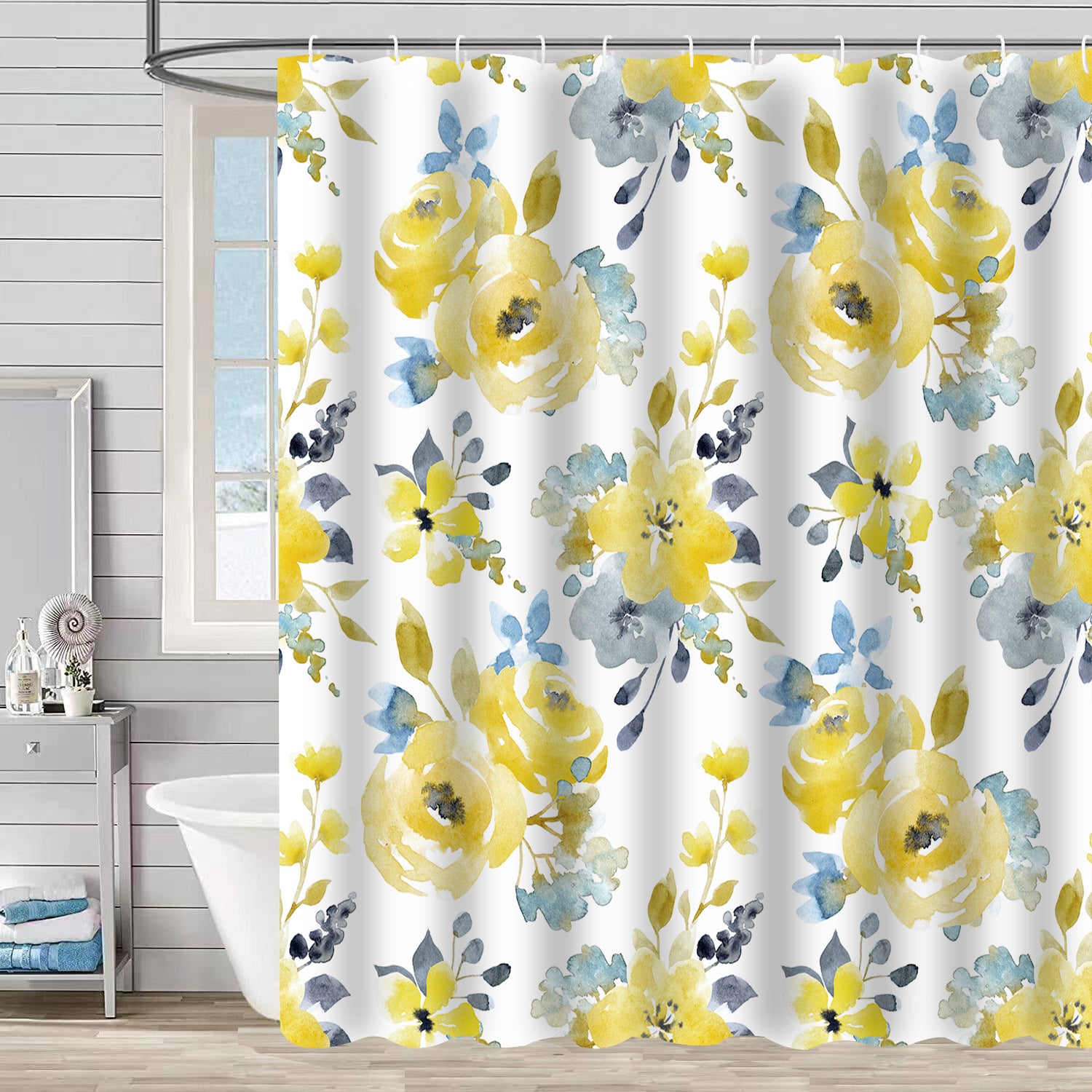 YL-37360 Waterproof Shower Curtain 3D Printed Tropical Jungle Plant Leaves and Flowers Season Polyester Shower Curtain with Hook