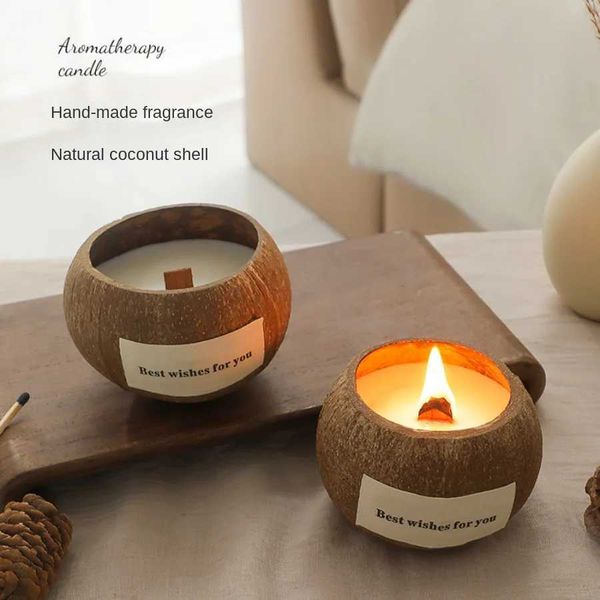 1pc Natural Coconut Shell Coconut Scented Candles Soy Wax Aromatherapy Scented Candles Table Ornaments Home Decors CandleXJ240830