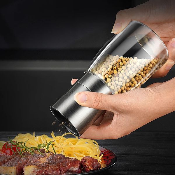 LFGB Certificated 304 Stainless Steel and High Borosilicate Glass Pepper Transparency Anti-fall Mill Salt Cumin Spice Grinder 250117