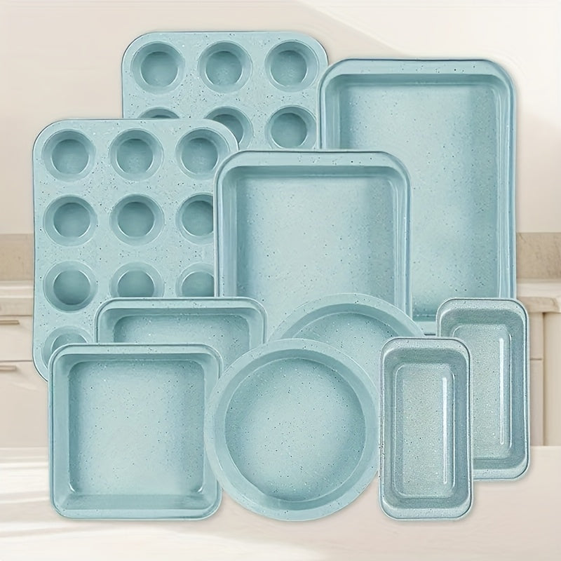 TEMU 6-8-10pcs Nonstick Baking Pans Set Kitchen Baking Sheets For Oven, Bakeware Sets With Round-square Cake Pan, Muffin Pan, Loaf Pan, Roast Pan,