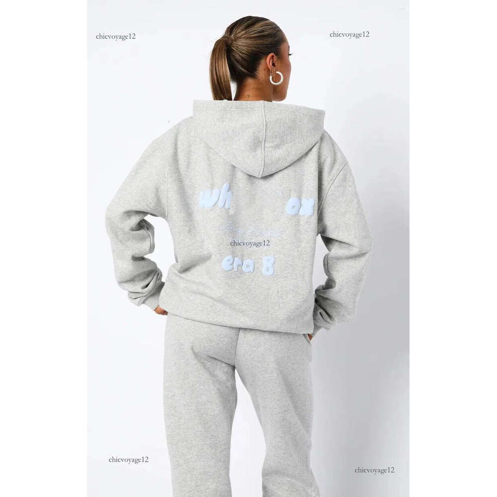 white foxness Hoodie and Sweatpants Set - White Foxliness Spring Fleece Tracksuit with Graphic Print, Loose Fit Hooded Two-Piece Sweatsuit for Men a