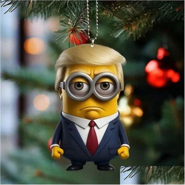 Party Favor Trump Pendant Car Rearview Mirror Key Chain Decoration Bag 2D Flat Acrylic Drop Delivery Home Garden Festive Supplies Eve Otwim