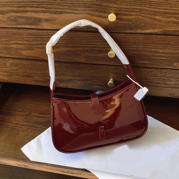 Burgundy Designer Bag Women Handbag Patent Leather Fashion Underarm Black Cherry Red Shoulder Bag